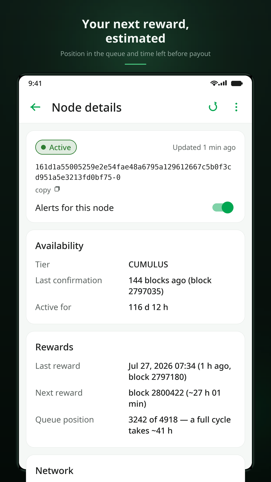 Reward queue position and estimated next reward